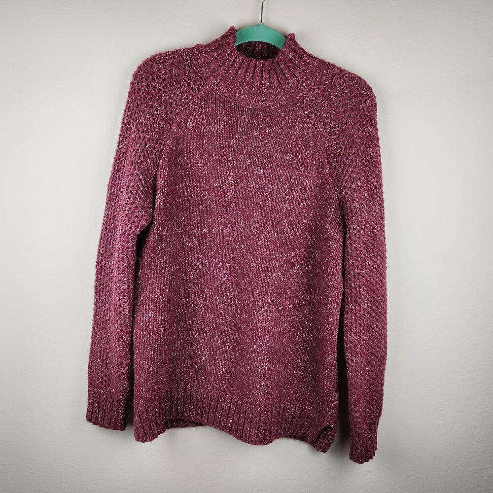 Prana Ibid Chunky Knit Wool Silk Blend Mockneck Tunic Sweater sz M